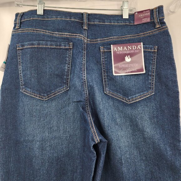 GLORIA VANDERBILT Amanda High Rise Mom Dark Wash Blue Jeans 16 Long NWT - Picture 6 of 11